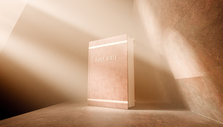 Divine Light with Holy Bible Illuminated in an Ancient Temple